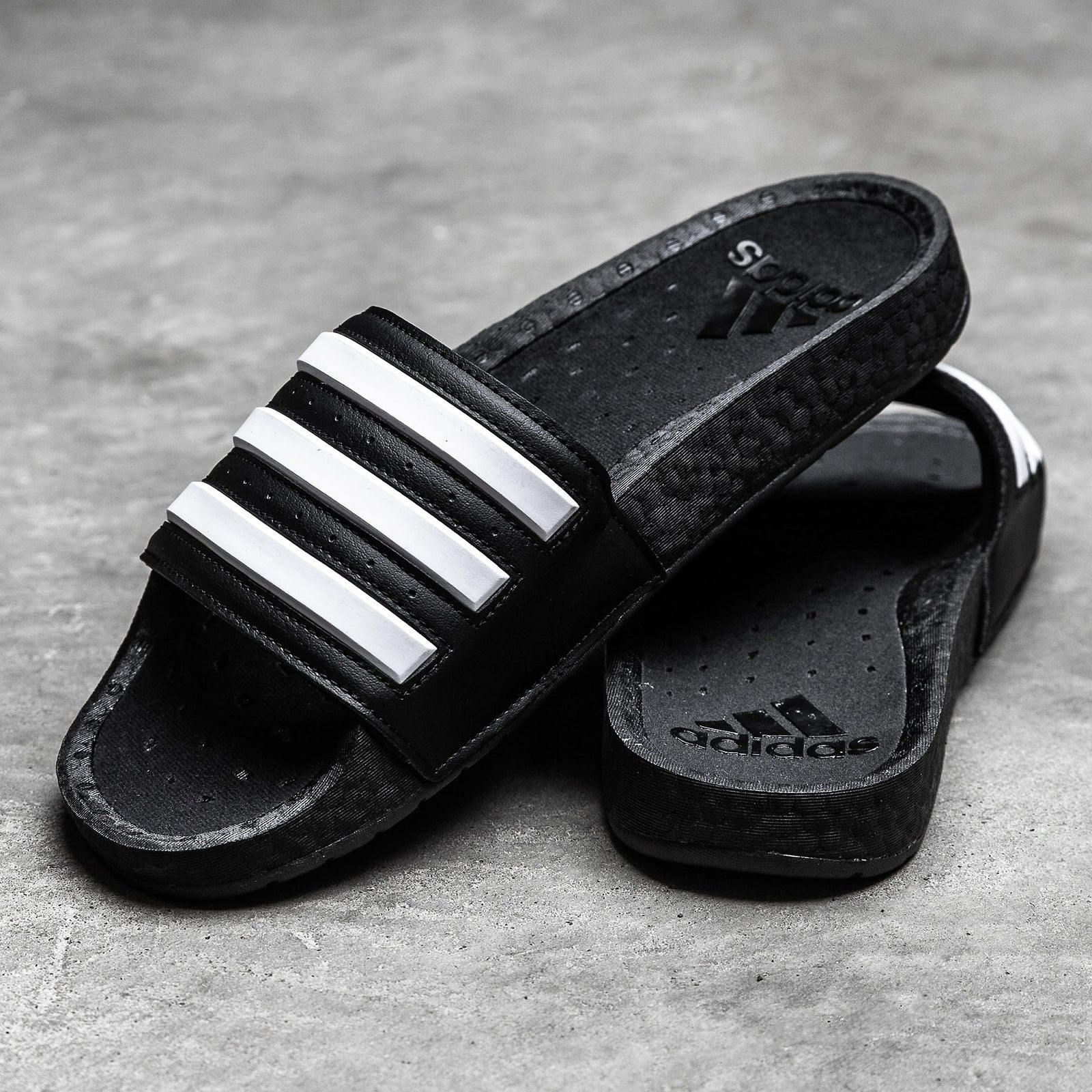 Amazon.com | adidas Women's Adilette Comfort Flip Flop Slide Sandal, Black/ White/Black, 6 | Flip-Flops